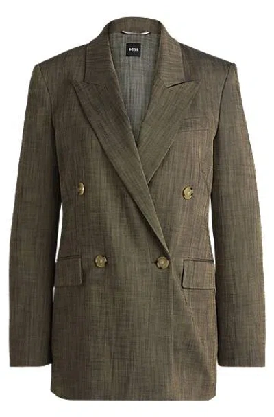 Hugo Boss Regular-fit Blazer In Melange Sharkskin In Open Miscellaneous