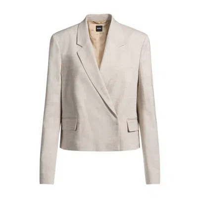 Hugo Boss Regular-fit Blazer In Melange Stretch Fabric In Multi