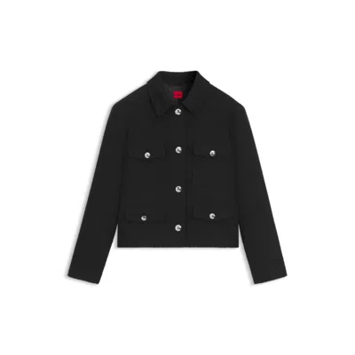 Hugo Boss Regular-fit Blazer In Soft Bouclé In Black
