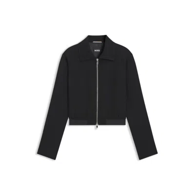 Hugo Boss Regular-fit Blazer In Soft Crepe In Black