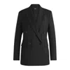 Hugo Boss Oversize-fit Double-breasted Blazer In Virgin Wool In Black