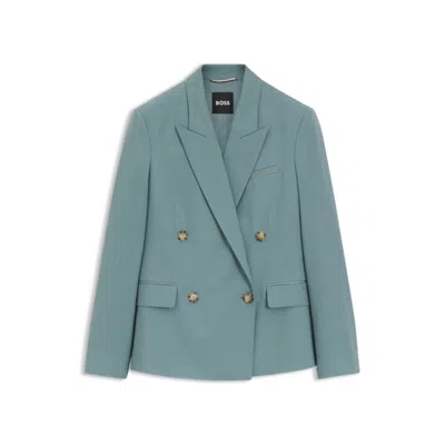 Hugo Boss Regular-fit Blazer In Virgin Wool In Blue