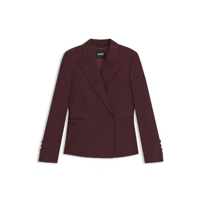 Hugo Boss Regular-fit Blazer In Virgin-wool Twill In Brown