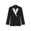 Hugo Boss Regular-fit Blazer With Contrast Lapels In Black