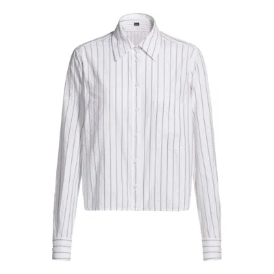 Hugo Boss Regular-fit Blouse In A Striped Cotton Blend In Multi