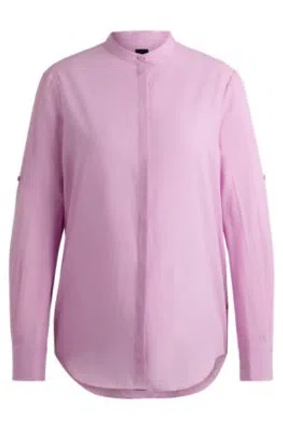 Hugo Boss Regular-fit Blouse In Chambray In Light Purple