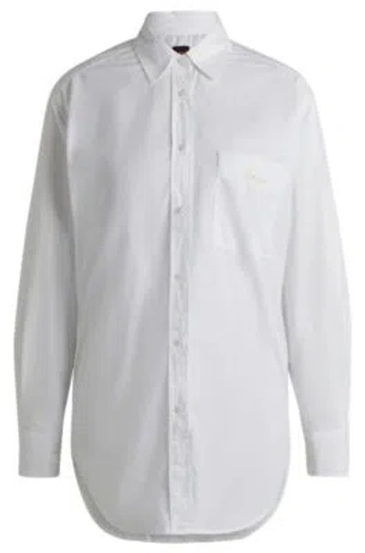 Hugo Boss Regular-fit Blouse In Cotton Poplin In White
