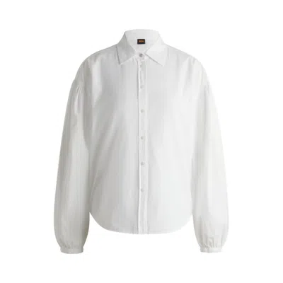 HUGO BOSS REGULAR-FIT BLOUSE IN COTTON POPLIN WITH POINT COLLAR