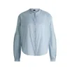 Hugo Boss Regular-fit Blouse In Cotton Voile With Wide Sleeves In Blue