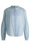 Hugo Boss Regular-fit Blouse In Cotton Voile With Wide Sleeves In Blue