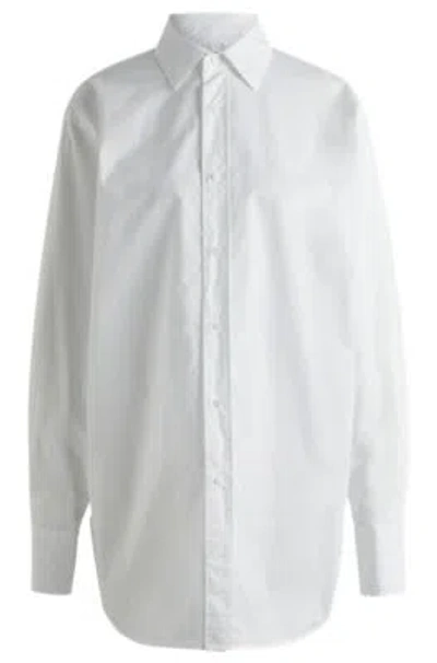Hugo Boss Regular-fit Blouse In Cotton With Double B Monogram In White