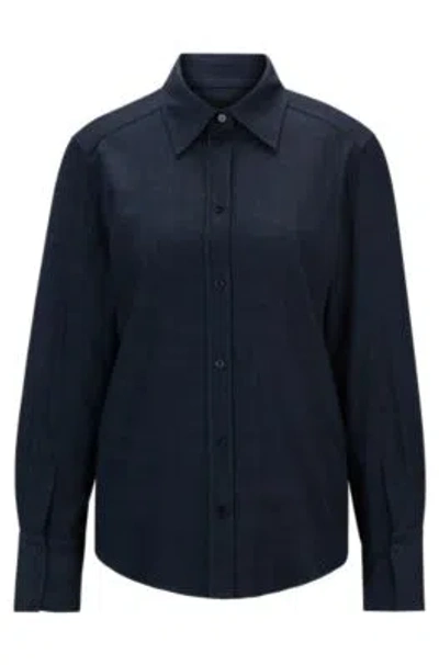 Hugo Boss Regular-fit Blouse In Denim-effect Twill In Light Blue