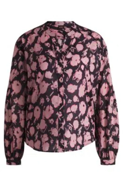 Hugo Boss Regular-fit Blouse In Printed Cotton Voile In Patterned