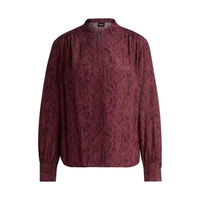 HUGO BOSS REGULAR-FIT BLOUSE IN SNAKE-PRINT SILK