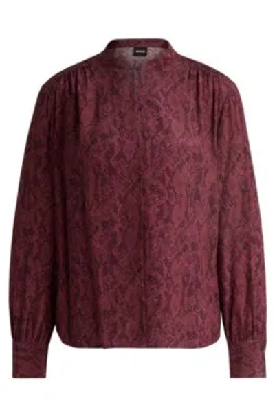 Hugo Boss Regular-fit Blouse In Snake-print Silk In Patterned