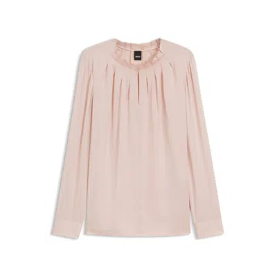 Hugo Boss Regular-fit Blouse In Stretch Silk In Gray