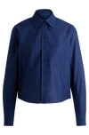Hugo Boss Regular-fit Blouse In Striped Cotton In Blue