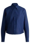 Hugo Boss Regular-fit Blouse In Striped Cotton In Light Blue