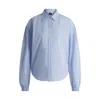 Hugo Boss Regular-fit Blouse In Striped Cotton Poplin In Blue