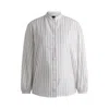 Hugo Boss Regular-fit Blouse In Striped Cotton Poplin In White