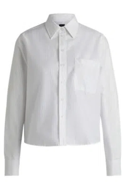 Hugo Boss Regular-fit Blouse In Striped Cotton In White