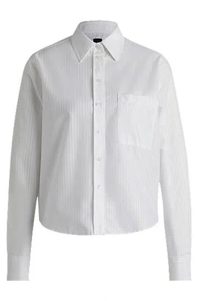Hugo Boss Boss White Vertical Stripe Cotton Shirt