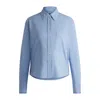 Hugo Boss Regular-fit Blouse In Striped Stretch Cotton In Blue
