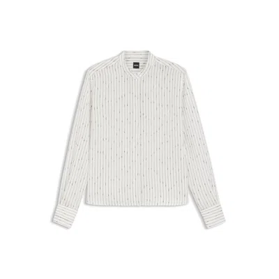 Hugo Boss Regular-fit Blouse With Broken Stripe In White