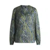 Hugo Boss Regular-fit Blouse With V Neckline In Printed Satin In Multi