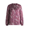Hugo Boss Regular-fit Blouse With V Neckline In Printed Satin In Pink