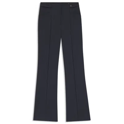 Hugo Boss Regular-fit Bootcut Pants In Patterned Virgin Wool In Blue