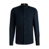 Hugo Boss Regular-fit Button-down Shirt In Linen In Black
