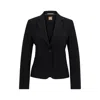 Hugo Boss Regular-fit Jacket In Virgin Wool With Slit Cuffs In Black