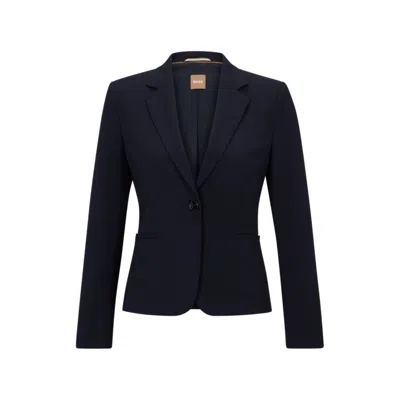 Hugo Boss Slim-fit Jacket In Responsible Virgin Wool In Dark Blue