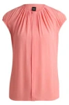 Hugo Boss Regular-fit Cap-sleeved Blouse With Gathered Details In Light Purple