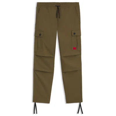 Hugo Boss Regular-fit Cargo Trousers In Ripstop Cotton In Brown
