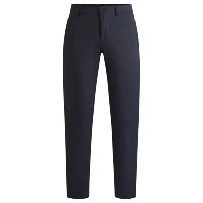 Hugo Boss Logo-print Tapered Trousers In Dark Blue