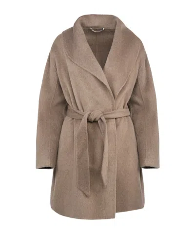 Hugo Boss Regular-fit Coat In A Double-faced Wool Blend In Brown