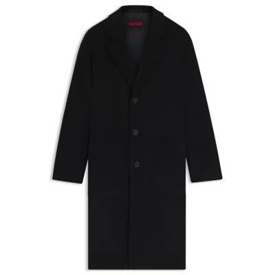 Hugo Boss Regular-fit Coat In A Wool Blend In Black