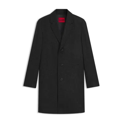 Hugo Boss Regular-fit Coat In Cavalry Twill In Black