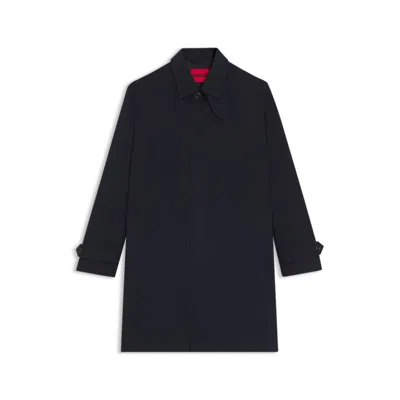 Hugo Boss Regular-fit Coat In Water-repellent Gabardine In Blue