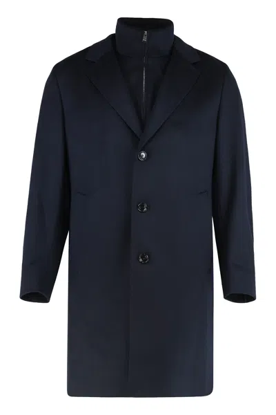 Hugo Boss Boss Regular Fit Coat In Wool And Cashmere In Multi