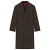 Hugo Boss Regular-fit Coat With Concealed Closure In Brown