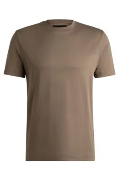 Hugo Boss Regular-fit Crew-neck T-shirt In Mercerized Cotton In Light Green