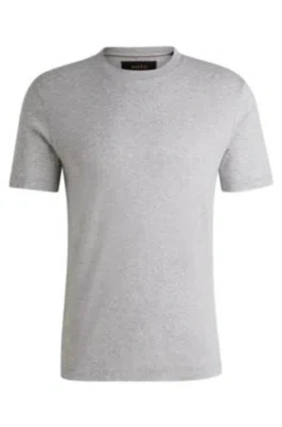 Hugo Boss Regular-fit Crew-neck T-shirt In Mercerized Cotton In Light Grey