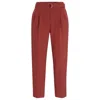 Hugo Boss Regular-fit Cropped Trousers In Crease-resistant Crepe In Dark Red
