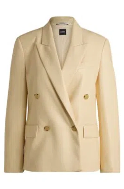 Hugo Boss Regular-fit Double-breasted Blazer In Faux Leather In Light Beige