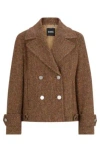 Hugo Boss Regular-fit Double-breasted Coat In Herringbone Tweed In Patterned