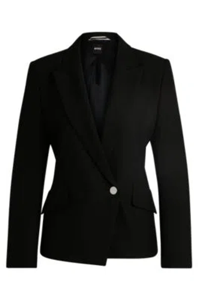 Hugo Boss Regular-fit Double-breasted Jacket In Stretch Material In Black