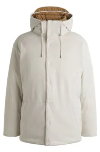 Hugo Boss Regular-fit Down Jacket In Thick Corduroy In White